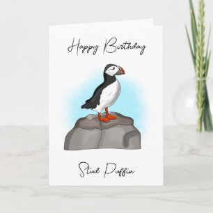 Carte Joyeux Puffin Stud Anniversaire   Funny Pun