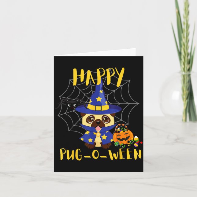 Carte Joyeux Pug-O-Ween Drôle de Chien Pug Halloween (Devant)