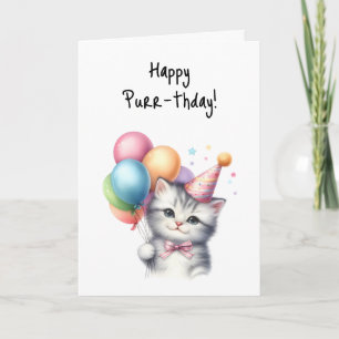 Carte Joyeux Purr-thday Anniversaire Kitten Celebrate Pa