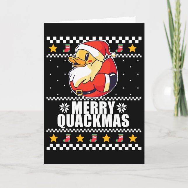 Carte Joyeux Quackmas Noël Canard Père Noël Meme  (Devant)