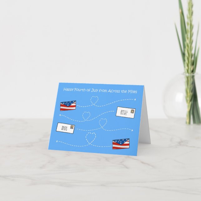 Carte Joyeux Quart de juillet à travers les kilomètres (Devant)