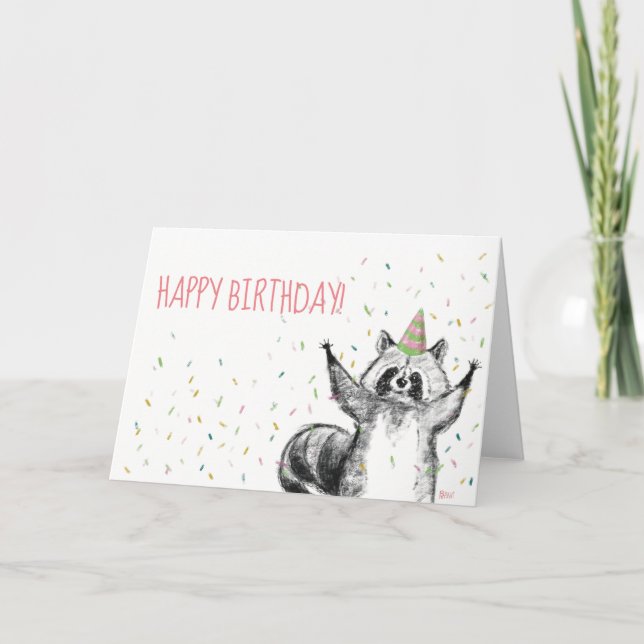 Carte Joyeux Raccoon d'anniversaire (Devant)