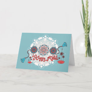 Carte Joyeux Rakhi, Raksha Bandhan, bleu poussiéreux