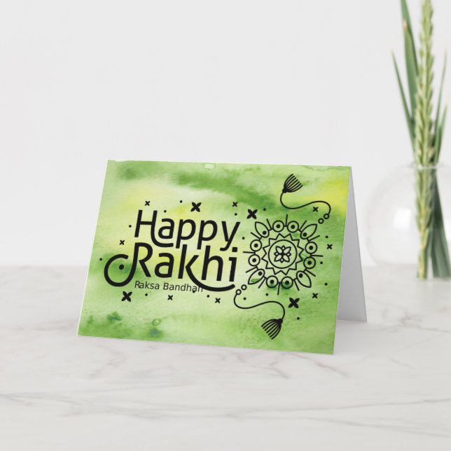 Carte Joyeux Rakhi, Raksha Bandhan, vert (Devant)