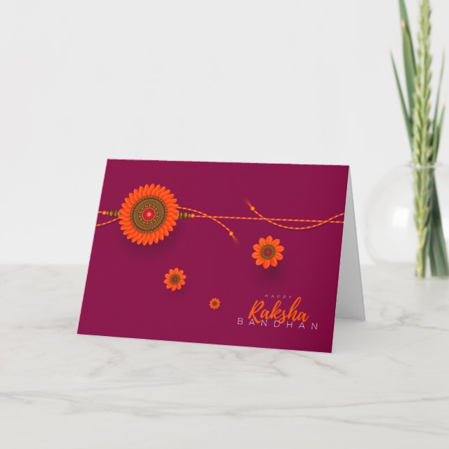 Carte Joyeux Raksha Bandhan, orange, magenta (Devant)