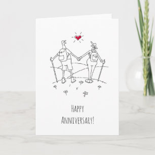 Carte Joyeux Randonnée Mariage Anniversaire Red Heart
