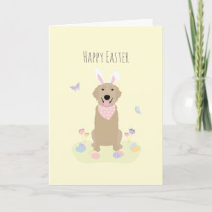 Carte Joyeux Rédacteur en or du lapin de Pâques