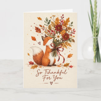 Carte Joyeux Renard Bonne Action de Grâce Fête salutatio
