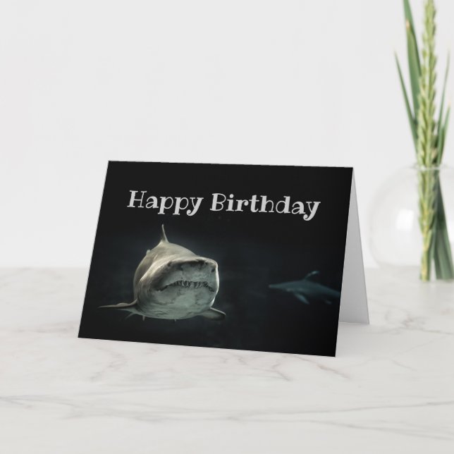 Carte Joyeux requin d'anniversaire rampant Funny Anniver (Devant)