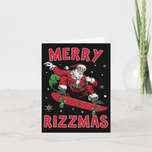 Carte Joyeux Rizz Mas Enfants Drôle de Père Noël Patin B