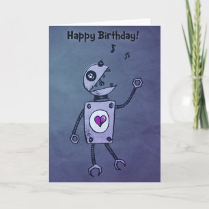 Carte Joyeux Robot Chanteur Anniversaire