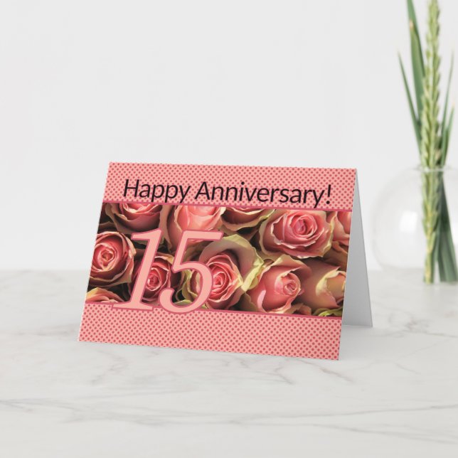 Carte Joyeux roses du 15e anniversaire (Devant)
