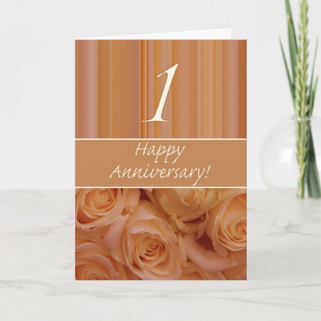 Carte Joyeux roses du 1er anniversaire (Devant)