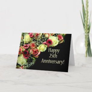 Carte Joyeux roses du 25e anniversaire