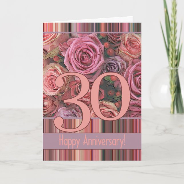 Carte Joyeux roses du 30e anniversaire (Devant)