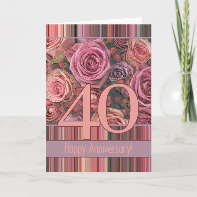 Carte Joyeux roses du 40e anniversaire (Devant)