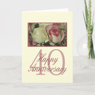 Carte Joyeux roses du 40e anniversaire
