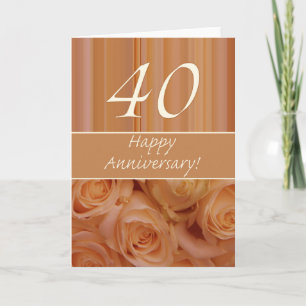 Carte Joyeux roses du 40e anniversaire