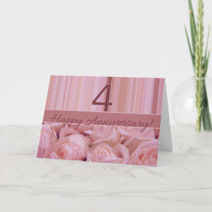 Carte Joyeux roses du 4e anniversaire