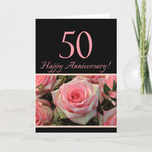 Carte Joyeux roses du 50e anniversaire