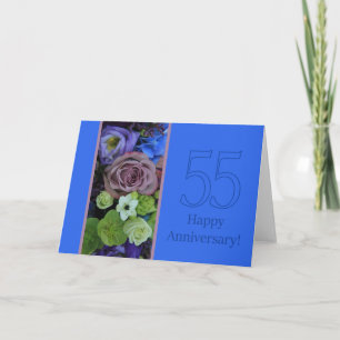 Carte Joyeux roses du 55e anniversaire