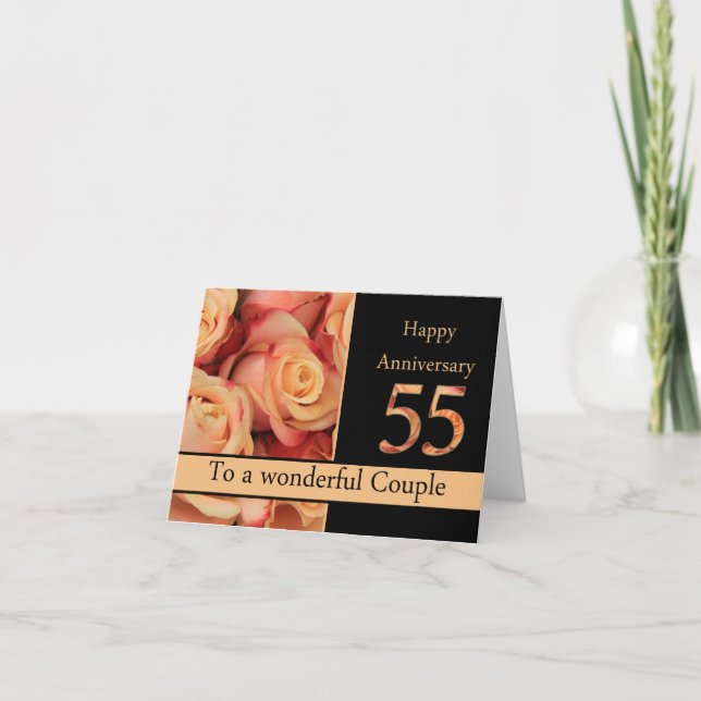 Carte Joyeux roses du 55e anniversaire (Devant)