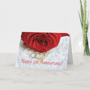 Carte Joyeux roses du 5e anniversaire