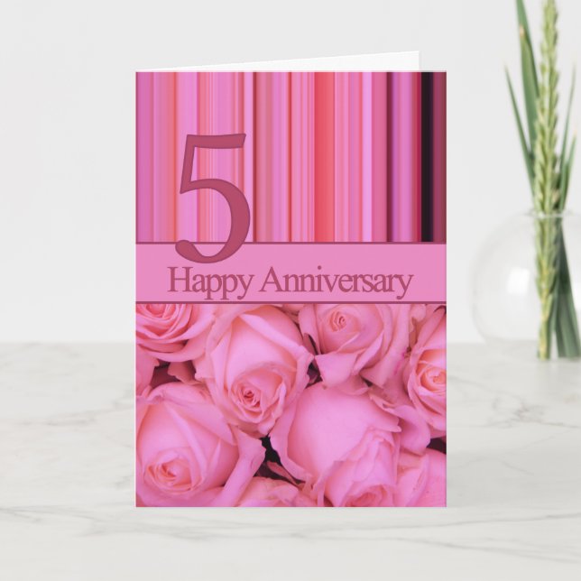 Carte Joyeux roses du 5e anniversaire (Devant)