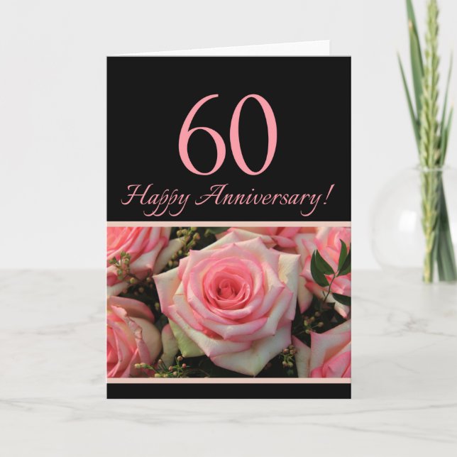 Carte Joyeux roses du 60e anniversaire (Devant)
