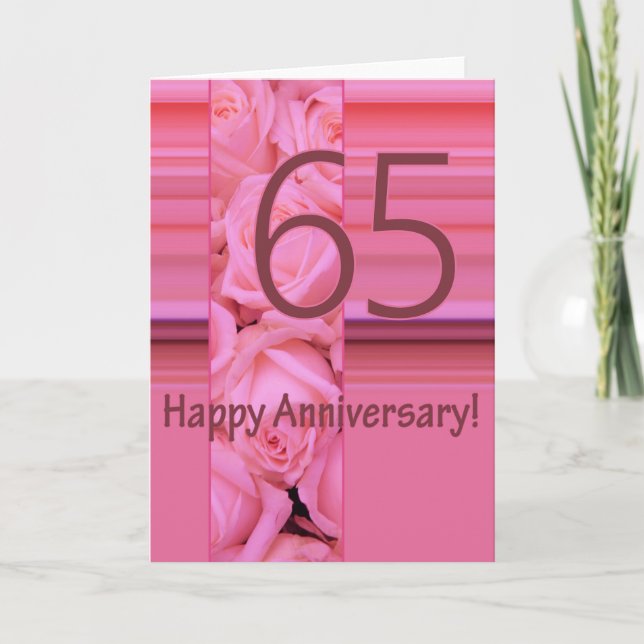 Carte Joyeux roses du 65e anniversaire (Devant)