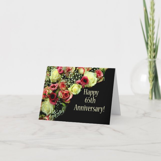 Carte Joyeux roses du 65e anniversaire (Devant)