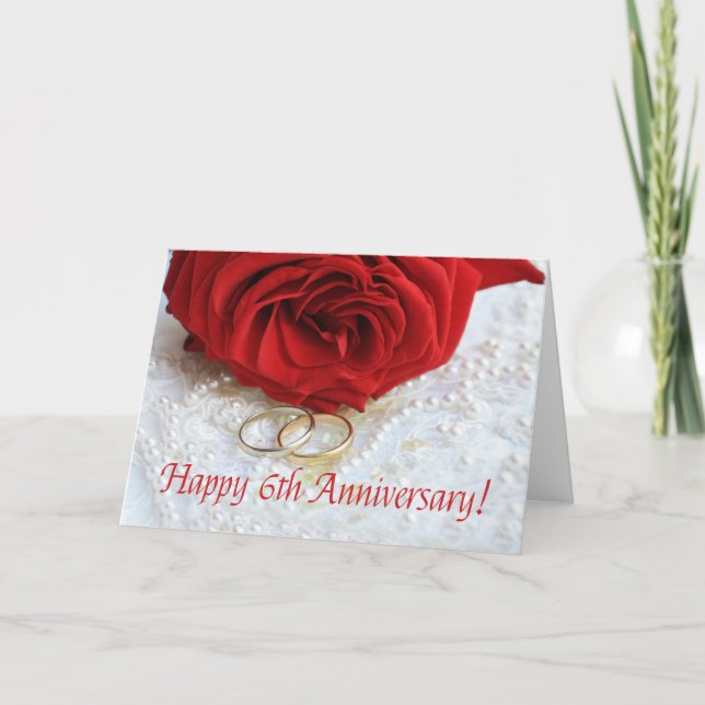 Carte Joyeux roses du 6e anniversaire (Devant)