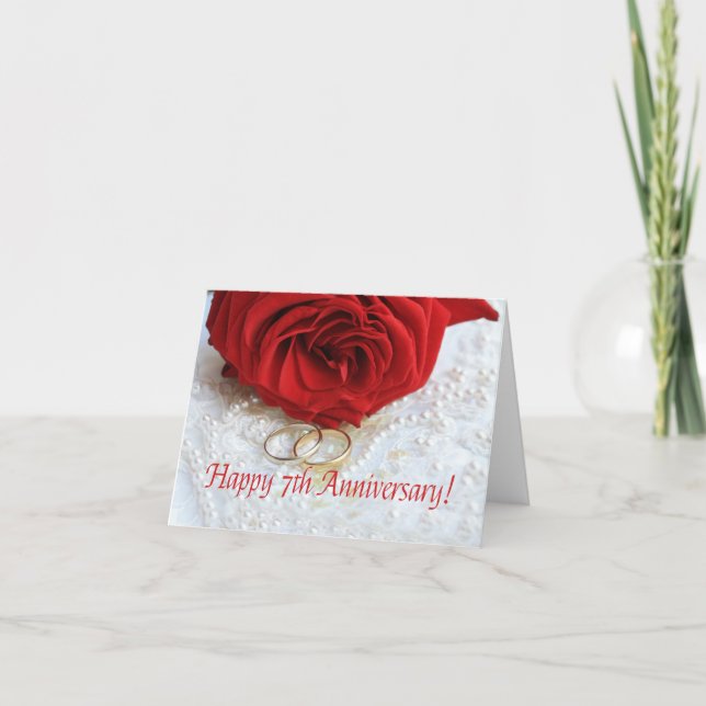 Carte Joyeux roses du 7e anniversaire (Devant)