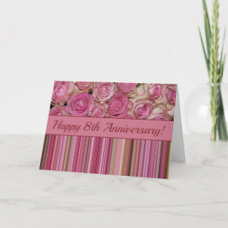 Carte Joyeux roses du 8e anniversaire