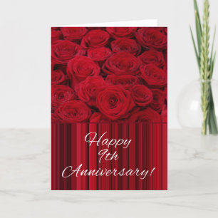 Carte Joyeux roses du 9e anniversaire