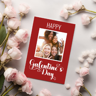 Carte Joyeux rouge de Galentine avec photo de VI