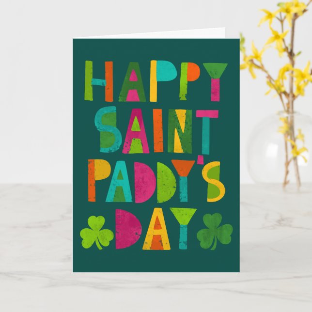 Carte Joyeux Saint Paddy's Day brillant et moderne (Fleur jaune)