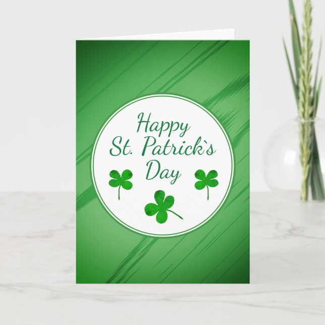 Carte Joyeux Saint Patrick`s Day Shamrock vert irlandais (Devant)