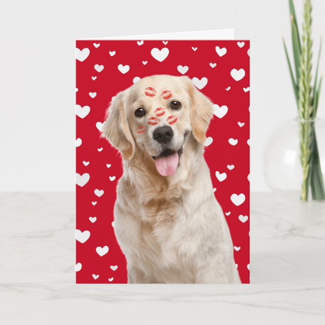 Carte Joyeux Saint-Valentin Golden Retriever (Devant)