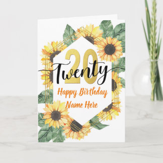 Carte Joyeux salut au tournesol du 20e anniversaire