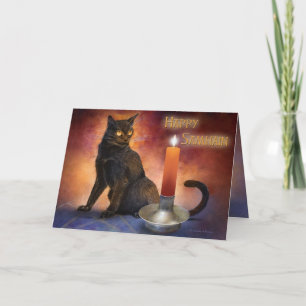 Carte Joyeux Samhain Kitten et Candle.