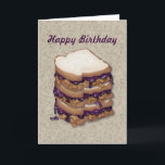 Carte Joyeux sandwiches au beurre d'arachide et à la gel<br><div class="desc">Happy Birthday Peanut Butter and Jelly Sandwich Card featuring vector artiwork of three layers of peanut butter and jelly sandwich.</div>