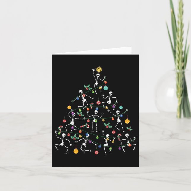 Carte Joyeux sapin de Noël Danser Skeleton Drôle Hallow (Devant)