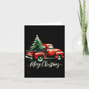 Carte Joyeux sapin de Noël sur le camion rouge Wagon Xma