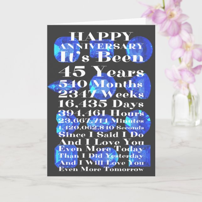 Carte Joyeux Sapphire 45e anniversaire de Mariage (Orchidée)