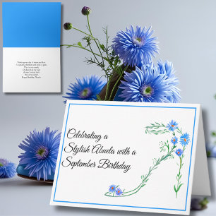 Carte Joyeux Septembre Anniversaire Abuela Blue Asters F