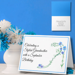 Carte Joyeux Septembre Anniversaire Grand-mère Blue Aste