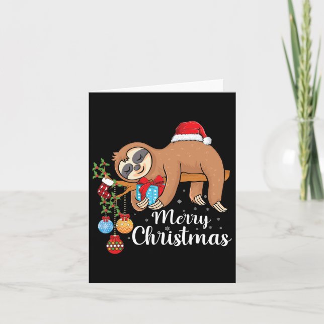 Carte Joyeux Slothmas joli Noël Sloth Santa Hat Noël (Devant)