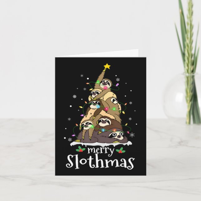 Carte Joyeux Slothmas joli Noël Sloth Santa Hat Noël (Devant)