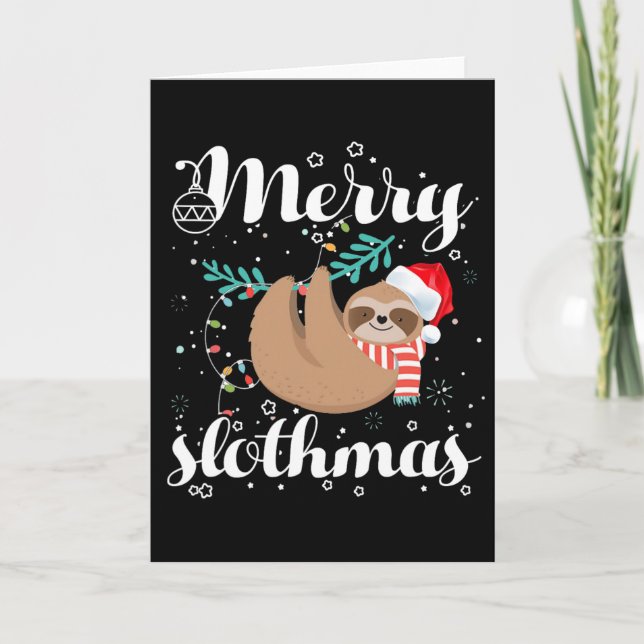 Carte Joyeux Slothmas Pyjama de Noël pour les amateurs d (Devant)